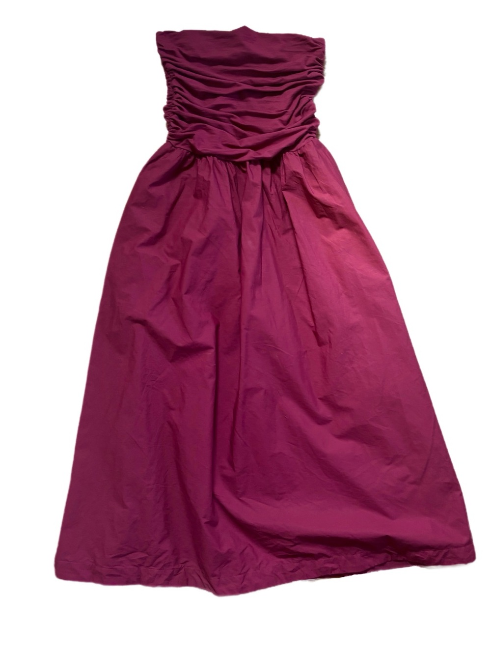 LOFT strapless cranberry / wine colored maxi dress